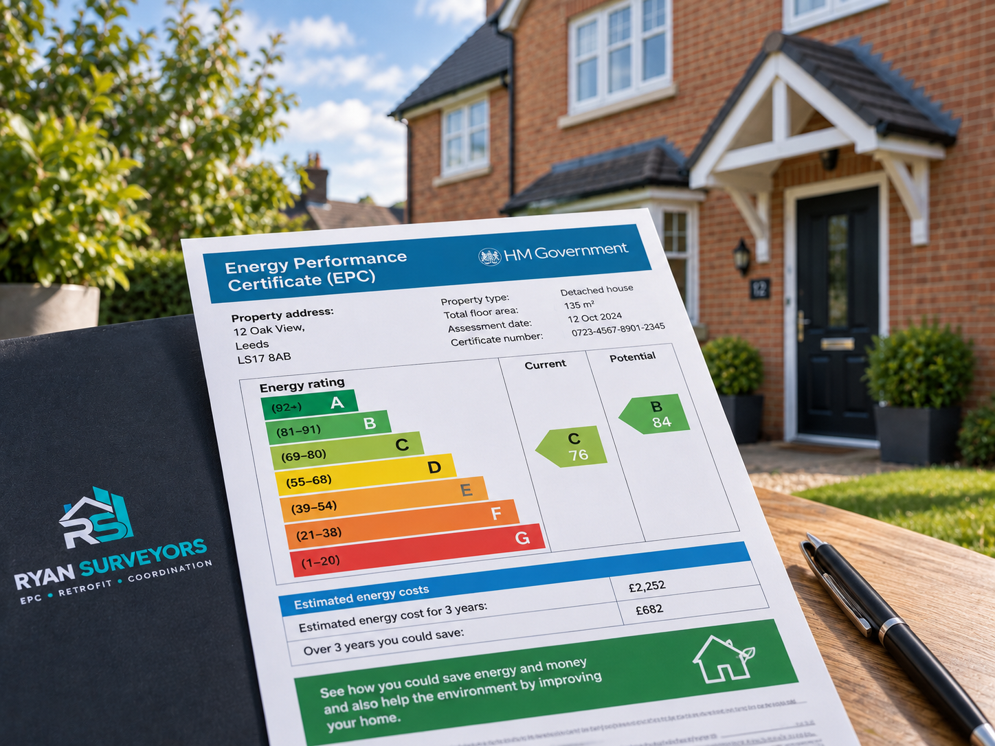 Energy Performance Certificate displayed with a UK residential property